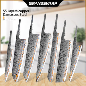 Luxuriöse Damaststahl-Klingenrohling zum Selbermachen, 55 Lagen Kupfer, Küchenmesser-Klingen, moderne japanische Kiritsuke- und Allzweckmesser-Klingen - Product Image 5