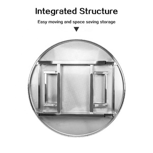 Bàn ăn tròn gấp gọn bằng thép không gỉ dập nổi, trong nhà ngoài trời, đường kính 100cm, dùng cho nhà hàng, nhà ở, căng tin - Product Image 5
