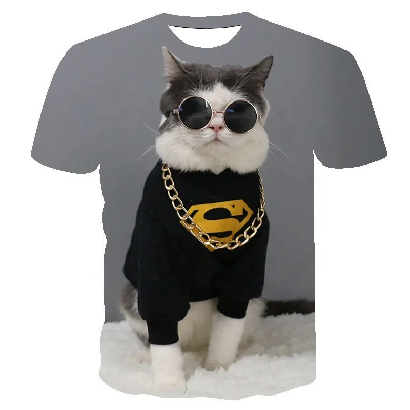 Venda quente Feito Sob Encomenda Bonito 3D Animais de T Simons Gato Camiseta