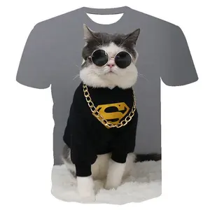 热销定制可爱3D动物T恤西蒙斯猫T恤