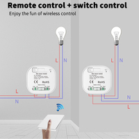 SIXWGH Selbstversorgender WLAN-Smart-Schalter-Kit 2-fach 2-Wege Eckig 10A 100-240V AC Smart Life App Fernbedienung