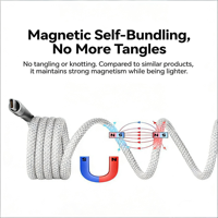 Câble USB 2.0 magnétique PD 60W durable, auto-enroulant, Type C vers C, avec gaine en nylon tressé pour une charge rapide et un rangement facile en voiture