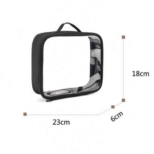 Sac de toilette de voyage personnalisé haute capacité, portable, étanche, transparent en PVC, format quart, pour cosmétiques et maquillage - Product Image 2