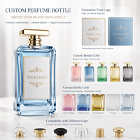 Flacon de parfum de luxe noir mat 100 ml avec boîte pour marques de créateurs avec fond épais et bouchon doré