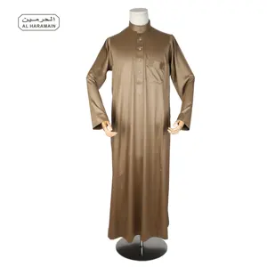 Shiny AL Haramain Ramadan Latest Design Loose Abaya Arabic Kurta Jubah Thobe Muslim Dress boubou Islamic Traditional Clothing