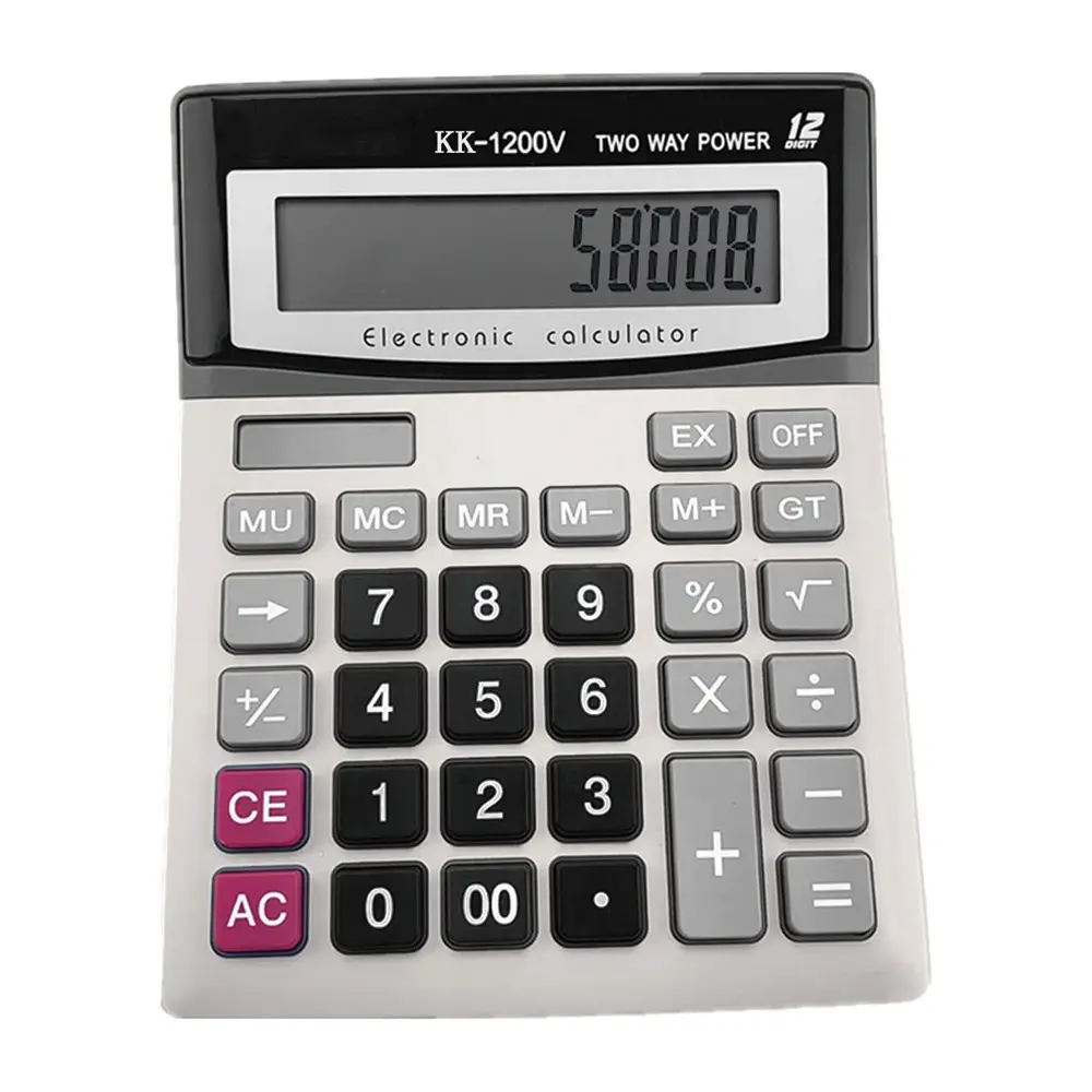 Large LCD Display 12-Digit Solar Battery Office Calculator