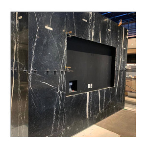 Pannelli sottili in marmo Nero Marquino nero più economici per design d'interni, parete del caminetto, parete TV, decorazioni per la casa - Product Image 1