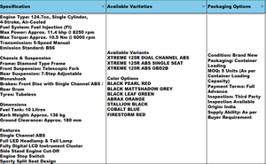 Motocicleta Xtreme 125R 125cc BS6 ABS con Inyección de Combustible, Manual, de Gasolina, Práctica para el Uso Diario, Proveedor de Motocicletas Indias para Exportación - Product Image 4