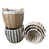 Panier de rangement en rotin de style campagnard, tressé à la main avec poignée, grande capacité pour organiser la chambre, l'hôtel, la salle de bain