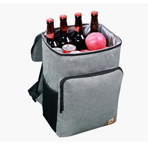 Gray Insulated Cooler <b>Backpack</b> 6 Inch Polyester Leakproof Travel All Seasons Use - Product Image 2