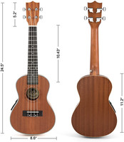 Soprano Concert 23 Inch Hawaii Ukulele Mini Guitar With Bag Electric Ukulele Tuner Strap String Ukelele for Beginners Adults