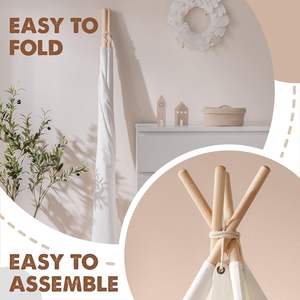 Casa de muñecas de madera blanca para niños y bebés, tiendas de campaña de juguete para jugar al aire libre, tiendas de campaña indias para niños - Product Image 2