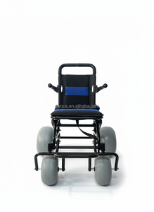 Beach Walker Manual Wheelchair with Steel Frame 100kg Capacity 40cm Seat Width <b>Large</b> Wheels-Lightweight for Outdoor Use - Product Image 4