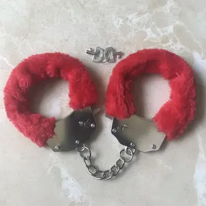 BDSM Bondage Flauschige Handschellen, Silber Metall Handgelenk Manschetten Fuzzy Love Handschellen für Cosplay