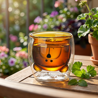 Tasse en verre borosilicate à double paroi en forme d'ours mignon, tasse à café, thé, lait, verre intérieur coloré résistant à la chaleur