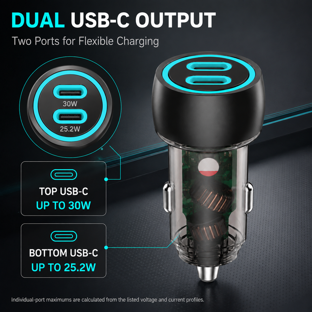 Mini Dual USB Car Charger 5V 2.4A Smart Charging 5-12V Carbon Fiber Texture for iPhone Samsung Huawei Xiaomi