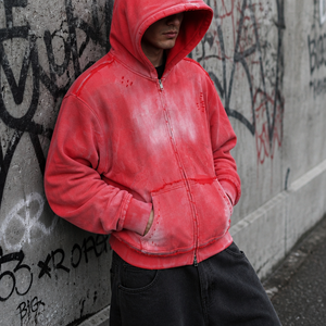 Fabricante de Sudaderas Personalizadas, Sudaderas de Alta Calidad en Felpa Francesa, Sudaderas Vintage con Efecto Desgastado, Sudaderas con Cierre y Lavado Ácido para Hombre - Product Image 3