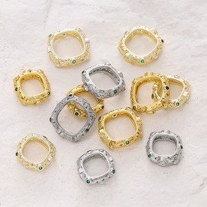 Bague carrée vintage perlée avec incrustation de zircone cubique pour accessoires de bijoux DIY, cadeau unisexe - Product Image 4
