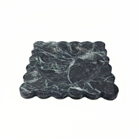 Plateau décoratif et plateau de service carré en marbre vert foncé naturel NANWEI, de luxe, pour armoire et table, adapté aux aliments