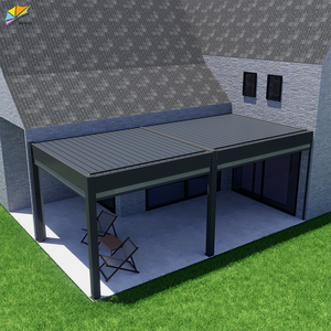 Pérgolas Bioclimáticas Prefabricadas de Aluminio para Exteriores, Fabricadas en China, Montadas en la <span class=keywords><strong>Pared</strong></span> con Persianas de Lamas - Product Image 2