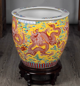 Antico cinese grande drago giallo decorativo dipinto a mano porcellana interna <span class=keywords><strong>vaso</strong></span> di <span class=keywords><strong>fiori</strong></span> <span class=keywords><strong>da</strong></span> giardino <span class=keywords><strong>esterno</strong></span> <span class=keywords><strong>vaso</strong></span> grande - Product Image 5