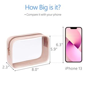Juego de 3 Bolsas de Maquillaje Transparentes Impermeables para Viaje, Bolsa de Aseo Transparente con Cierre, Organizador de Maquillaje Portátil - Product Image 2