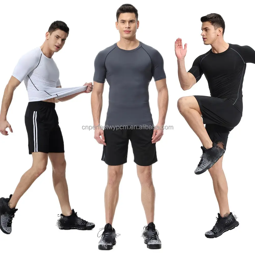 T-shirt da uomo ad asciugatura rapida per il Fitness T-shirt per Bodybuilding top da uomo con muscolatura in pelle da palestra a compressione