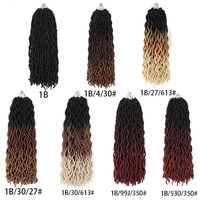 Extensioni per capelli Goddess Faux Locs all'uncinetto, trama singola, morbide Gypsy Locs, trecce ondulate, dreadlock ricci Jerry Curl a 3 tonalità, twist