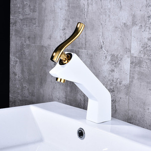 Robinet de lavabo moderne en laiton, finition chromée, noire ou blanche, céramique brossée, à poser sur le comptoir, monocommande, pour salle de bain, hôtel, <span class=keywords><strong>WC</strong></span> - Vente chaude - Product Image 2