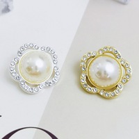 Kancing Hias Mutiara Bunga Berhiaskan Batu Rhinestone untuk Aksesori Jas Bergaya, Sweater Rajut