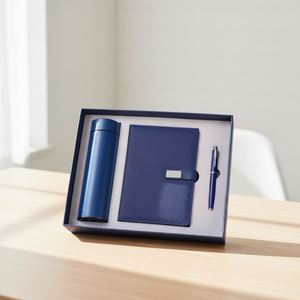 Set de Regalo de Cuaderno y Bolígrafo de Cuero, Cuaderno de Negocios de Lujo, Set de Regalo Promocional con Botella de Agua - Product Image 3