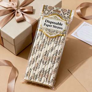 Pailles en papier jetables biodégradables, souples, noires, personnalisables, en kraft, à prix abordable, fabriquées en Chine - Product Image 2