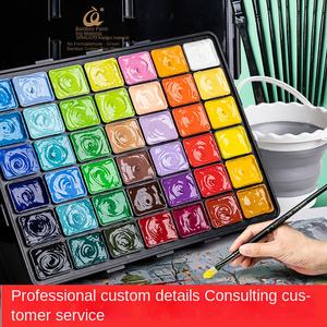 Ensemble de pigments en gelée de <span class=keywords><strong>gouache</strong></span> Green Bamboo Huixishi, 42 couleurs, 50/80 ml, non toxique, Golden Dian Black Streamer White Art Color Free - Product Image 5