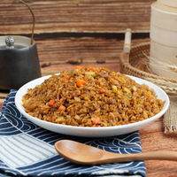 Arroz frito crujiente estilo Hong Kong de buena calidad al por mayor con cebolla roja comida congelada lista para comer y platos de arroz y carne