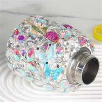 300ml à la mode en acier inoxydable vide Thermos bouteille grand strass diamant conception Portable pour voyage pour femme/fille/femme