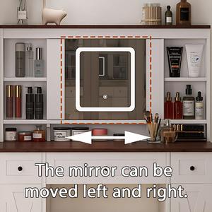 Lampu cermin meja rias LED, Modern dapat diatur kayu <span class=keywords><strong>5</strong></span> Laci Built-in Strip daya nyaman bangku geser cermin Makeup - Product Image 6