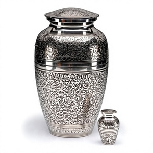 American Style Handcrafted Vintage Design Silver Cremation Funeral Urn 200 Cubic Inch Adult Size for Loved Ones Wholesale Price - Product Image 1