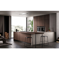 Set Kabinet Dapur Modular Kayu Solid Berlapis Cat Dua Warna Modern dan Tahan Lama dengan Wastafel dan Pulau untuk Penggunaan Hunian
