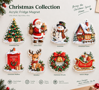 Aimant de réfrigérateur en acrylique motif flocon de neige de Noël, autocollant de vacances de Noël, souvenir, ornement décoratif de cuisine pour la maison et les fêtes