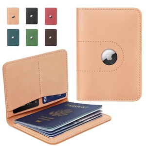 Boshiho Genuine Leather Travel <b>Wallet</b> Cover Card Holder with for Airtag Slot for Men and Women Essential <b>Passport</b> Holder - Product Image 1