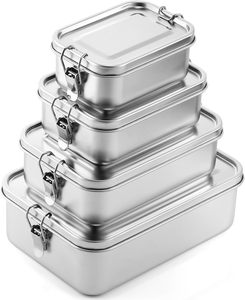 Eco-friendly SUS304 Stainless Steel Food <b>Storage</b> Container Airtight Leak-proof with Silicone Seal for Meal Prep <b>Camping</b> Office - Product Image 1