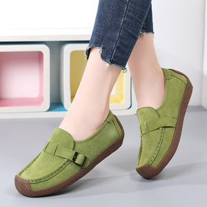 Woman'<strong>s</strong> Flats Loafers Soft Genuine Leather Casual Big Size 35-44 Mocassin Boat <strong>s</strong> For <strong>Women</strong> Hook Loop De Mujer - Product Image 1