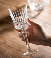 Verre à vin en cristal soufflé à la main vintage gravé, verre à vin rouge à pied, verre à brandy, style rayé fait à la main pour les événements, cadeaux