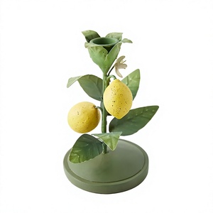 Durable Iron Lemon <b>Tree</b> <b>Candle</b> Stand Green Leaves Metal Base-Eco-Friendly Handmade Home Wedding Holiday Easter <b>Christmas</b> - Product Image 1