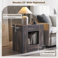 Table de chevet moderne de 24 pouces avec station de charge/tiroir, chêne rustique foncé