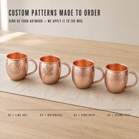 Vente en gros de tasses à Moscow Mule en acier inoxydable plaqué cuivre, 18 oz, avec poignée, tasse à café, idéale pour les réunions de famille
