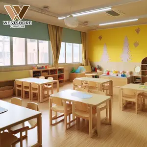 Set perabotan anak taman kanak-kanak murah pemasok Global dijual Montessori kelas kamar Anak Prasekolah