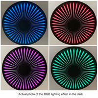 Lámpara Colgante LED Circular Radial RGB con Cambio de Color, de Hierro y Acrílico, con Control Remoto, Iluminación Ambiental para Restaurante, Venta al Por Mayor