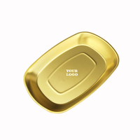Plateau de service rectangulaire en acier inoxydable poli de style coréen pour snacks, sushis, steaks, gâteaux, desserts, barbecue, fêtes et cuisine