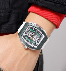 Montres de luxe Skmei M033 <span class=keywords><strong>pour</strong></span> hommes, étanches, lumineuses, automatiques, bracelet carré, squelette, mécaniques, Reloj - Product Image 4